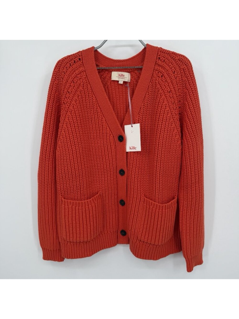 Kilte Collection Shae Cardigan in Candy Apple size 2/M Chunky Knit Button Front